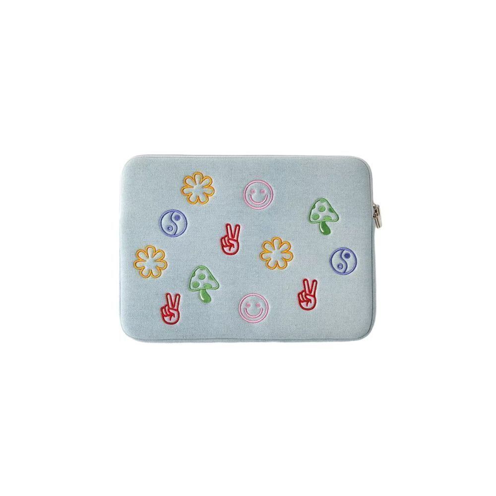UO Urban Outfitters Retro Inspired Embroidered Denim Laptop Tablet Case Sleeve L